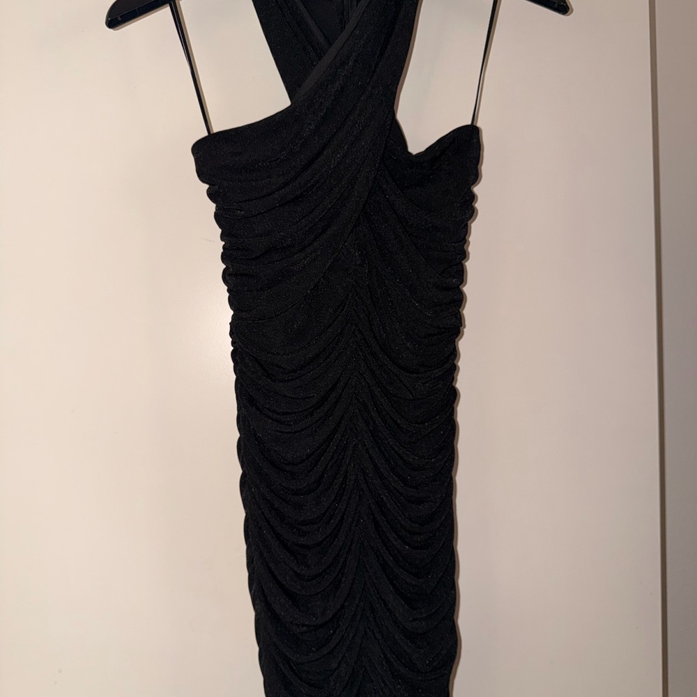 Fiestar Elegant Black Ruched Women's Dress